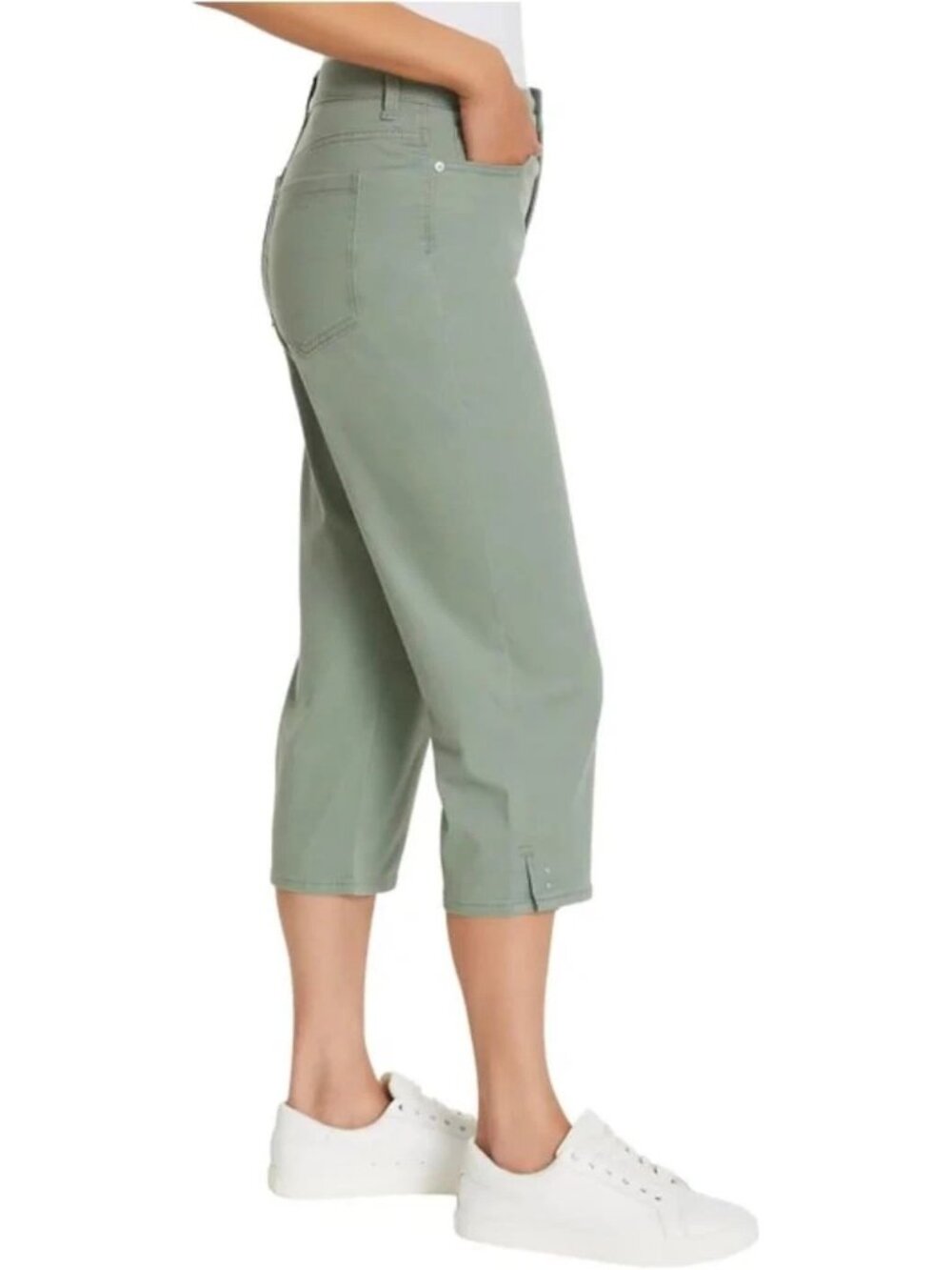 NWT Gloria Vanderbilt Women's 14 Green Amanda Cloud Twill Capri Pants C0563 - Picture 3 of 14